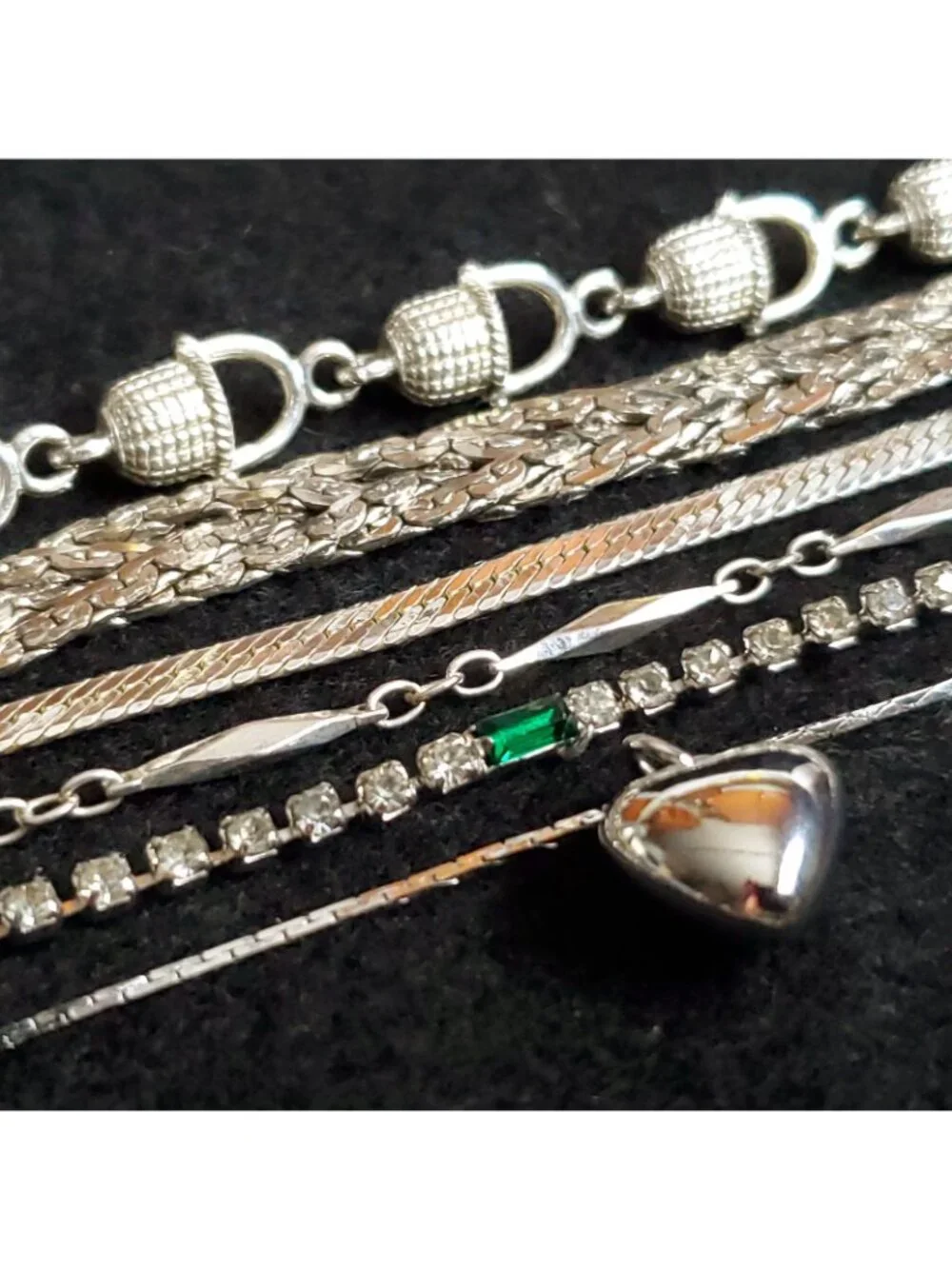 Silver Tone Bracelet Lot of 6 Chain Basket Heart 6.5-7.5